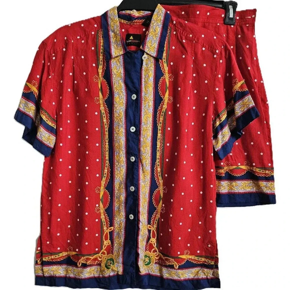 Vintage Liz Sport Print Red Short Set - Picture 2 of 11